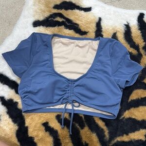 KONA SOL Blue Ruched BIKINI TOP